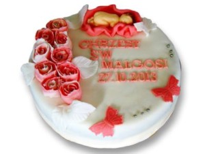 Tort na chrzciny we Wrocławiu z motywem kwiatowym